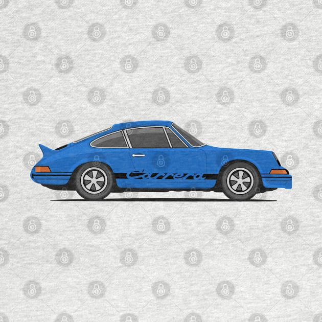 supercar 911 carrera rs turbo 1972 side blue by creative.z